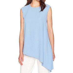 Anne Klein Asymmetrical High Low Top Blouse 6 Blue